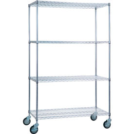 Mobile Linen Cart with 4 Wire Shelves, 48"L x 18"W x 78"H