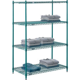 4 Shelf, Poly-Green® Wire Shelving Unit, Starter, 42"W x 24"D x 54"H