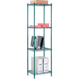 4 Shelf, Poly-Green® Wire Shelving Unit, Starter, 24"W x 14"D x 86"H