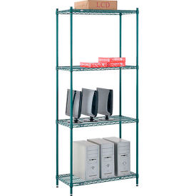 4 Shelf Poly-Green® Wire Shelving Unit, Starter, 36"W x 14"D x 86"H