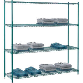 4 Shelf, Poly-Green® Wire Shelving Unit, Starter, 72"W x 14"D x 74"H