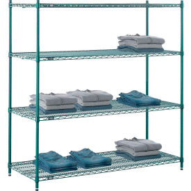 4 Shelf, Poly-Green® Wire Shelving Unit, Starter, 60"W x 21"D x 54"H