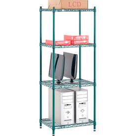 4 Shelf, Poly-Green® Wire Shelving Unit, Starter, 24"W x 14"D x 54"H