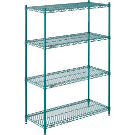 4 Shelf, Poly-Green® Wire Shelving Unit, Starter, 42"W x 14"D x 54"H