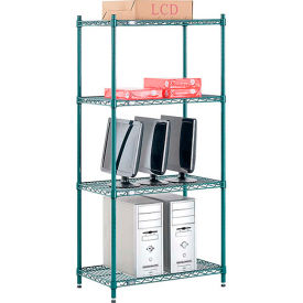 4 Shelf Poly-Green® Wire Shelving Unit Starter 30"W x 14"D x 54"H