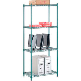 4 Shelf, Poly-Green® Wire Shelving Unit, Starter, 30"W x 14"D x 74"H