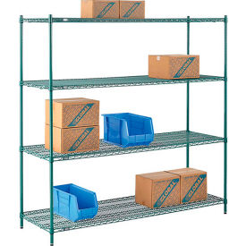 4 Shelf, Poly-Green® Wire Shelving Unit, Starter, 72"W x 21"D x 74"H