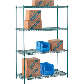 4 Shelf Poly-Green® Wire Shelving Unit, Starter, 48"W x 21"D x 74"H
