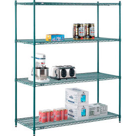 4 Shelf, Poly-Green® Wire Shelving Unit, Starter, 60"W x 21"D x 74"H