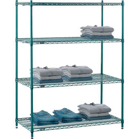 4 Shelf, Poly-Green® Wire Shelving Unit, Starter, 48"W x 21"D x 63"H