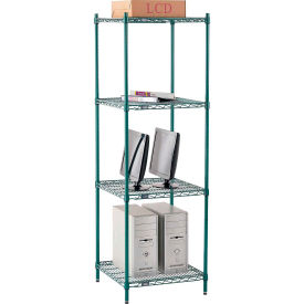4 Shelf Poly-Green® Wire Shelving Unit Starter 24"W x 21"D x 74"H