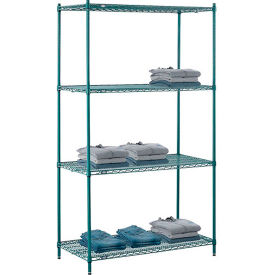 4 Shelf, Poly-Green® Wire Shelving Unit, Starter, 48"W x 21"D x 86"H