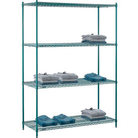 4 Shelf, Poly-Green® Wire Shelving Unit, Starter, 60"W x 21"D x 86"H