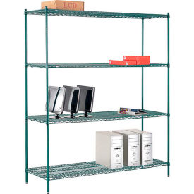 4 Shelf, Poly-Green® Wire Shelving Unit, Starter, 72"W x 21"D x 86"H