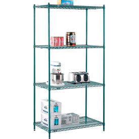 4 Shelf, Poly-Green® Wire Shelving Unit, Starter, 42"W x 21"D x 86"H
