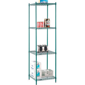 4 Shelf, Poly-Green® Wire Shelving Unit, Starter, 24"W x 21"D x 86"H