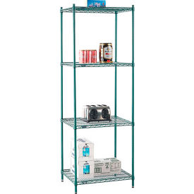4 Shelf, Poly-Green® Wire Shelving Unit, Starter, 30"W x 21"D x 86"H