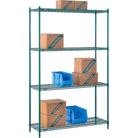 4 Shelf, Poly-Green® Wire Shelving Unit, Starter, 54"W x 14"D x 86"H