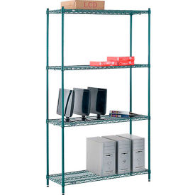 4 Shelf, Poly-Green® Wire Shelving Unit, Starter, 48"W x 14"D x 86"H