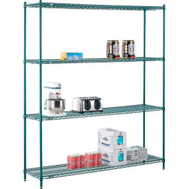4 Shelf, Poly-Green® Wire Shelving Unit, Starter, 72"W x 14"D x 86"H