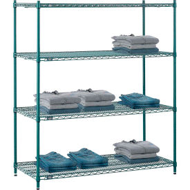 4 Shelf, Poly-Green® Wire Shelving Unit, Starter, 54"W x 24"D x 54"H