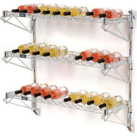 Wine Bottle Rack - Single Wide 3 Shelf Wall Mount 36 Bottle 48"W x 14"D x 34"H