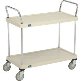2 Shelf Utility Cart, Solid Plastic, 36"Wx18"Dx39"H, Poly Casters, 4 Swivel