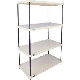 4 Shelf Solid Plastic Shelving Unit on Posts, 48"W x 24"D x 63"H