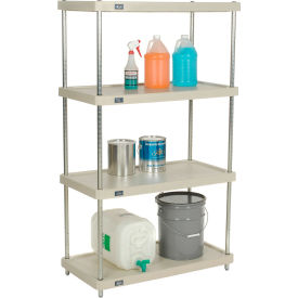 4 Shelf, Solid Plastic Shelving Unit, Chrome Posts, 36"W x 18"D x 63"H