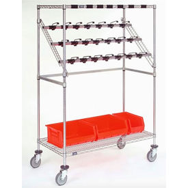 Chrome Catheter Procedure Cart, 5" Swivel Casters (2 with Brakes), 24"L x 60"W x 68"H
