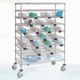 Chrome Catheter Cart with Baskets, 5" Swivel Casters (2 with Brakes), 48"W x 24"L x 68"H