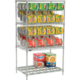 Can Rack System, 3 Tier, Chrome, Bottom Dunnage Shelf, 36"W X 24"D x 66"H