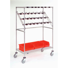Chrome Catheter Procedure Cart, 5" Swivel Casters, 48"W x 24"L x 68"H