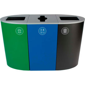 Spectrum Triple - Organics/Recycling/Waste, 68 Gallon - Green/Blue/Black