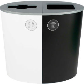 Spectrum Double Ellipse - Mixed Recyclables/Waste, 44 Gallon - White/Black