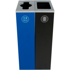 Spectrum Double Cube Slim - Mixed Recyclables/Waste, 20 Gallon - Blue/Black