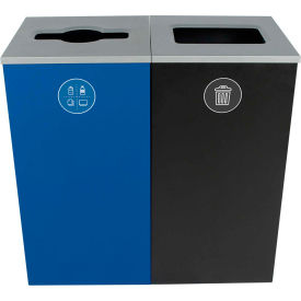 Spectrum Double Cube - Mixed Recyclables/Waste, 48 Gallon - Blue/Black
