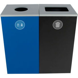 Spectrum Double Cube - Cans & Bottles/Waste, 48 Gallons - Blue/Black