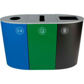 Spectrum Triple - Cans & Bottles/Paper/Waste, 68 Gallon - Blue/Green/Black
