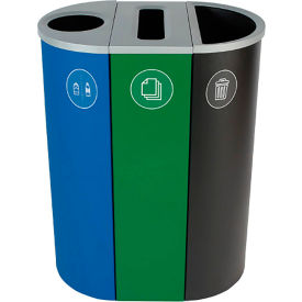 Spectrum Triple - Cans & Bottles/Paper/Waste, 26 Gallon - Blue/Green/Black - 101199