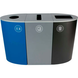 Spectrum Triple - Cans & Bottles/Paper/Waste, 68 Gallon - Blue/Gray/Black