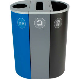 Spectrum Triple - Cans & Bottles/Paper/Waste, 26 Gallon - Blue/Gray/Black