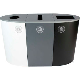 Spectrum Triple - Cans & Bottles/Paper/Waste, 68 Gallon - White/Gray/Black
