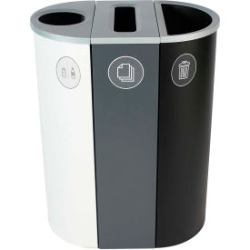 Spectrum Triple - Cans & Bottles/Paper/Waste, 26 Gallon - White/Gray/Black