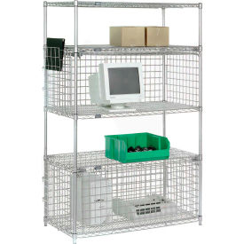 5 Shelf, Chrome Wire Shelving Unit, 2 Enclosure, 36"W x 24"D x 74"H