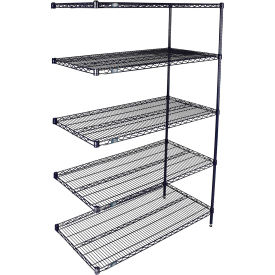 5 Shelf Blue Wire Shelving Unit, Add On, 42"W x 21"D x 63"H