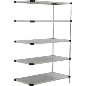 5 Shelf, Stainless Steel Solid Shelving Unit, Add On, 48"W x 18"D x 86"H