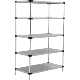 5 Shelf Stainless Steel Solid Shelving Unit Starter 48"W x 24"D x 74"H