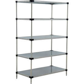5 Shelf, Galvanized Steel Solid Shelving Unit, Starter, 36"W x 24"D x 63"H