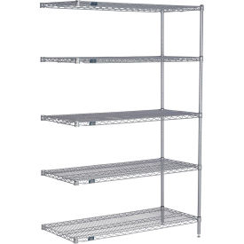 5 Shelf Silver Epoxy Wire Shelving Unit, Add On, 48"W x 24"D x 63"H